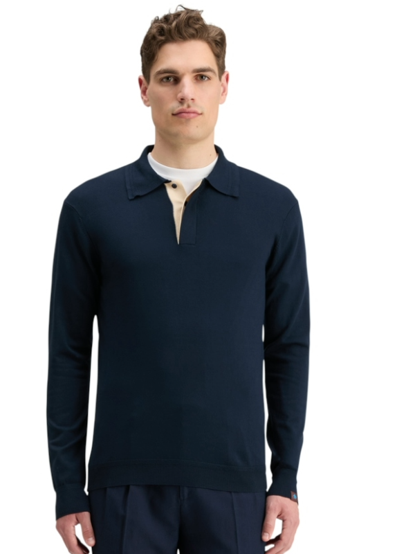 Scotch & Soda Navy Long Sleeve Polo