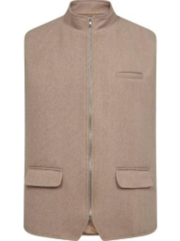 2BLIND2C BEIGE FULL ZIP WOOL VEST