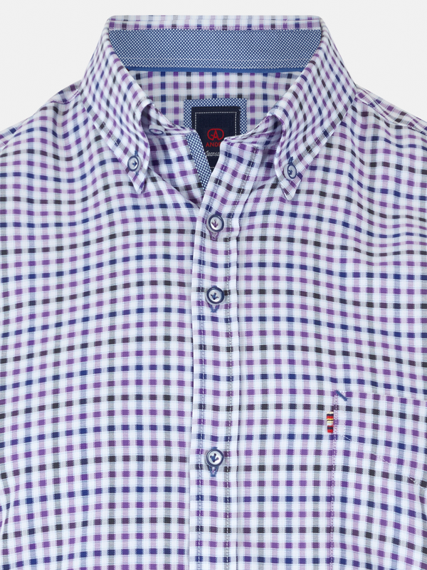 ANDRé JEANSWEAR PURPLE & WHITE CHECK SHIRT
