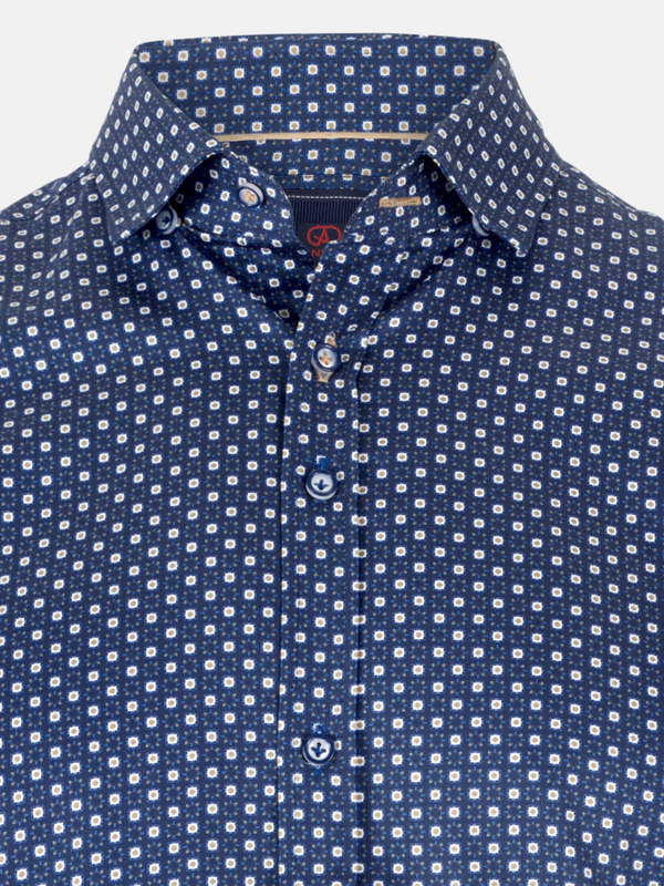 ANDRé JEANSWEAR NAVY & TAN PRINT SHIRT