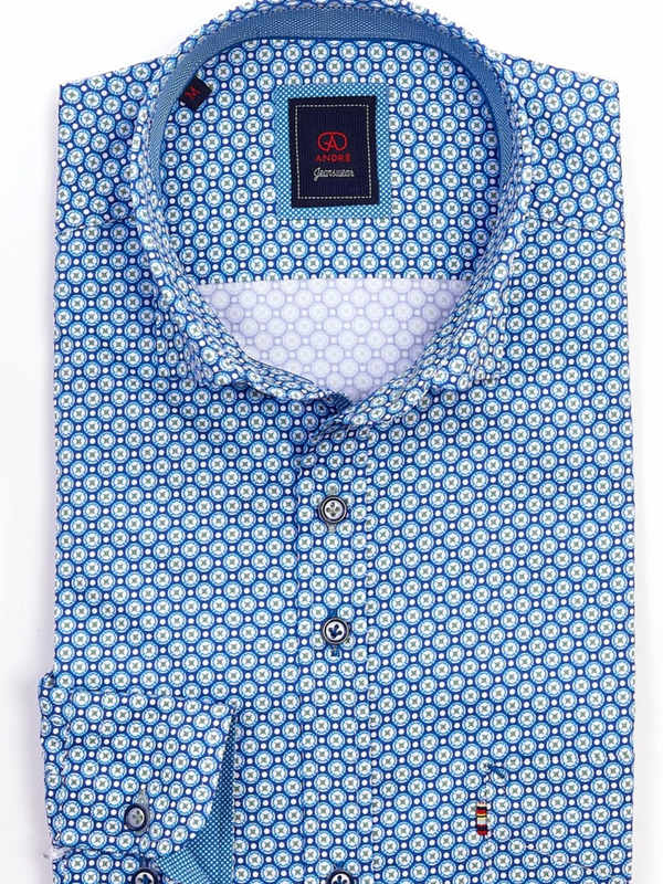 ANDRé JEANSWEAR SAGE & BLUE PRINT SHIRT