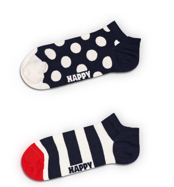 HAPPY SOCKS 2 PACK BIG DOT & STRIPE LOW SOCKS