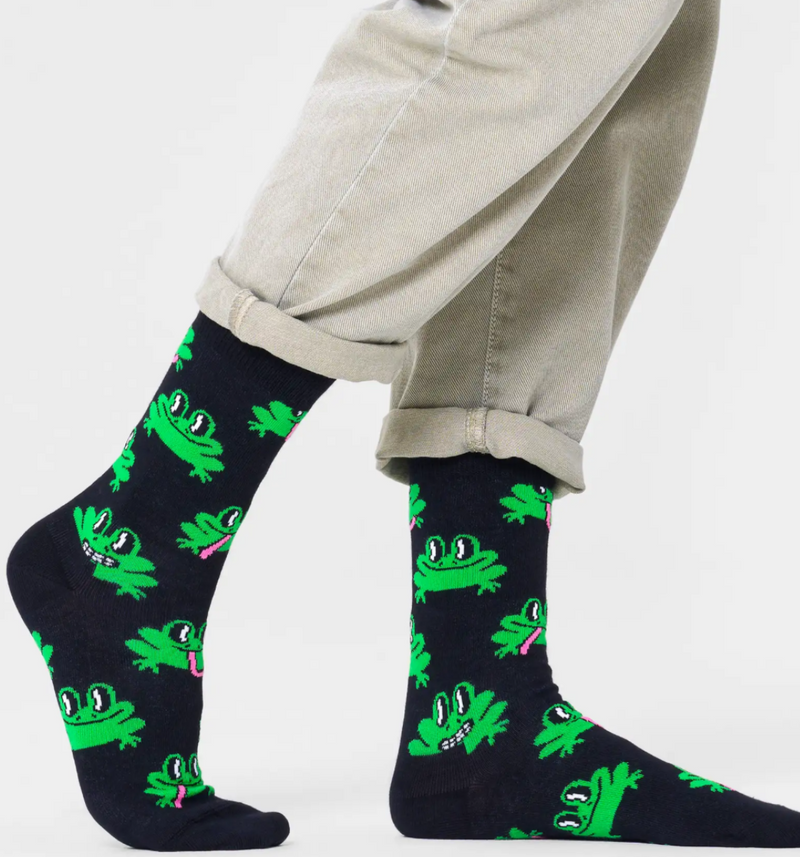 Happy Socks BLACK & GREEN FROG Socks