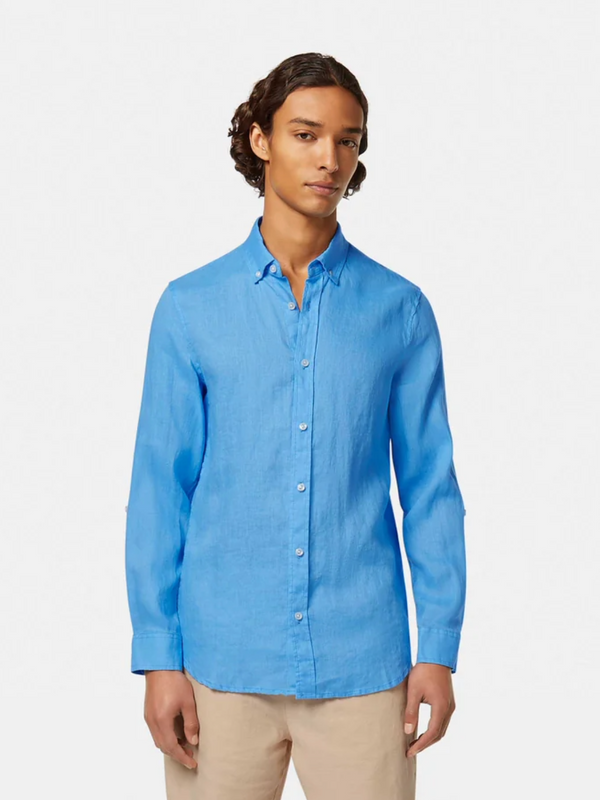 SCOTCH & SODA AQUA BLUE LINEN SHIRT