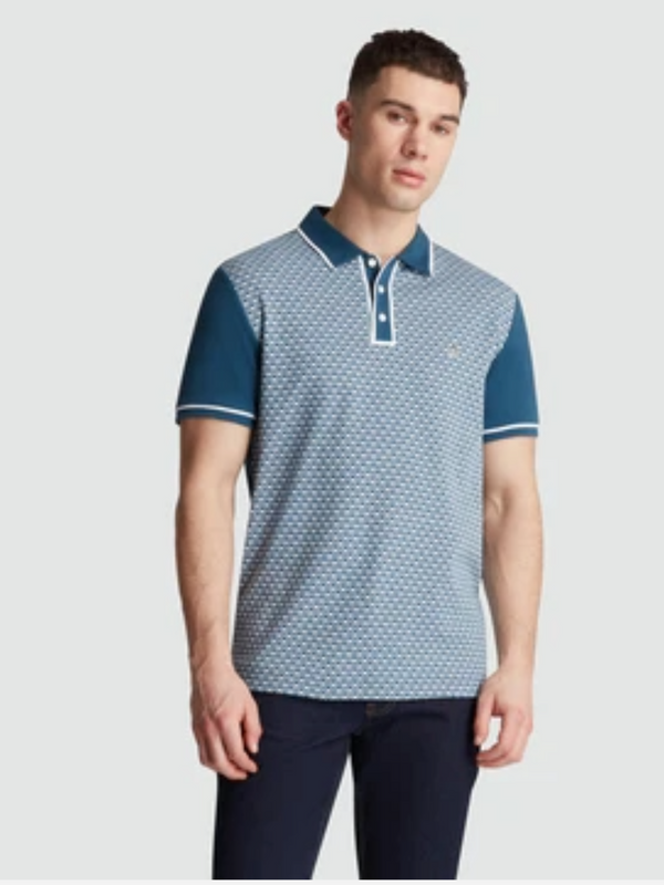 ORIGINAL PENGUIN  BLUE TEAL MOSAIC POLO