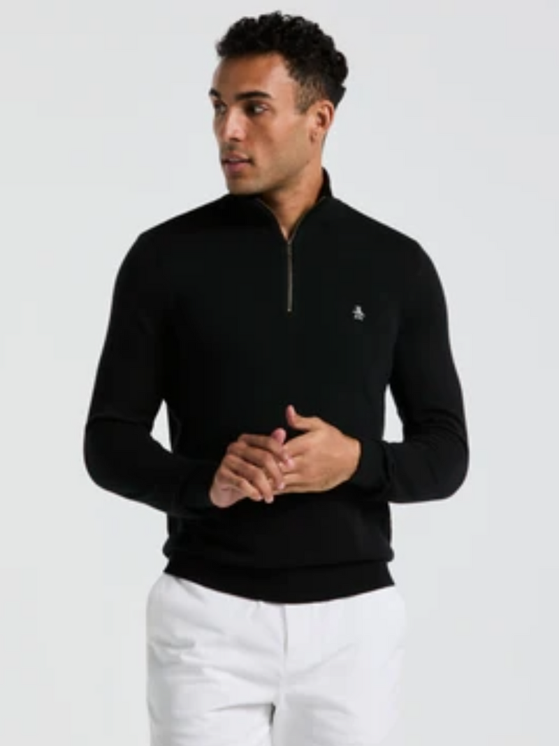 ORIGINAL PENGUIN BLACK 1/4 ZIP FLEECE