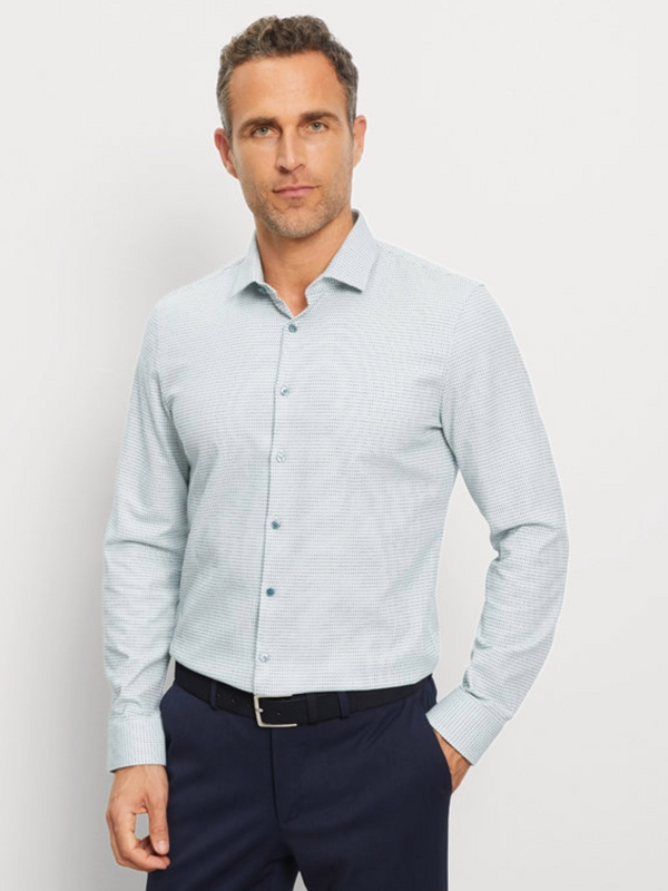 Olymp 24/ Seven Green & Navy  Super Slim Shirt