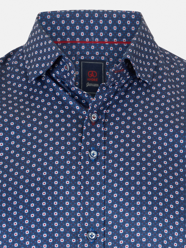 ANDRé JEANSWEAR NAVY & BURGUNDY PRINT SHIRT