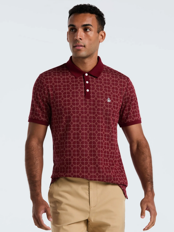 ORIGINAL PENGUIN CABERNET GEOMETRIC PRINT POLO