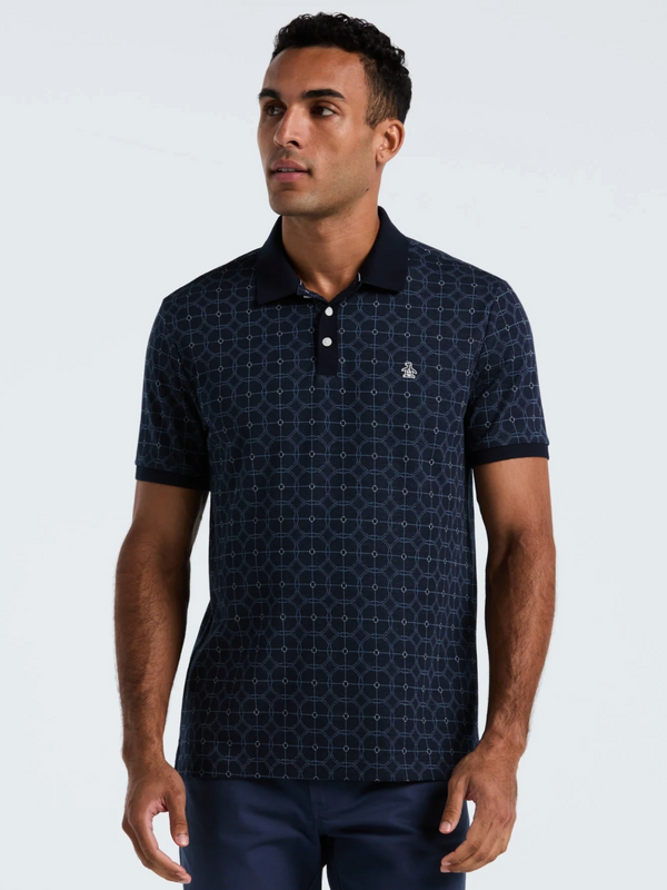 ORIGINAL PENGUIN NAVY GEOMETRIC PRINT POLO