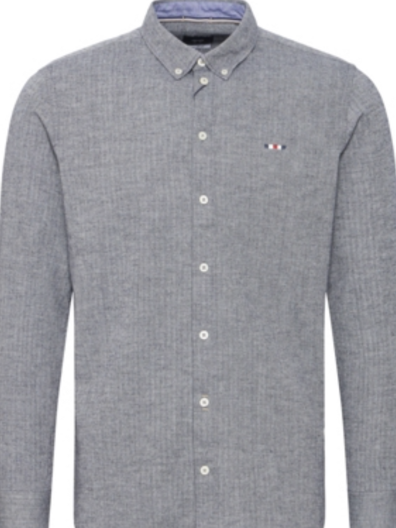 FQ1924 NAVY HERRINGBONE BRUSHED SHIRT