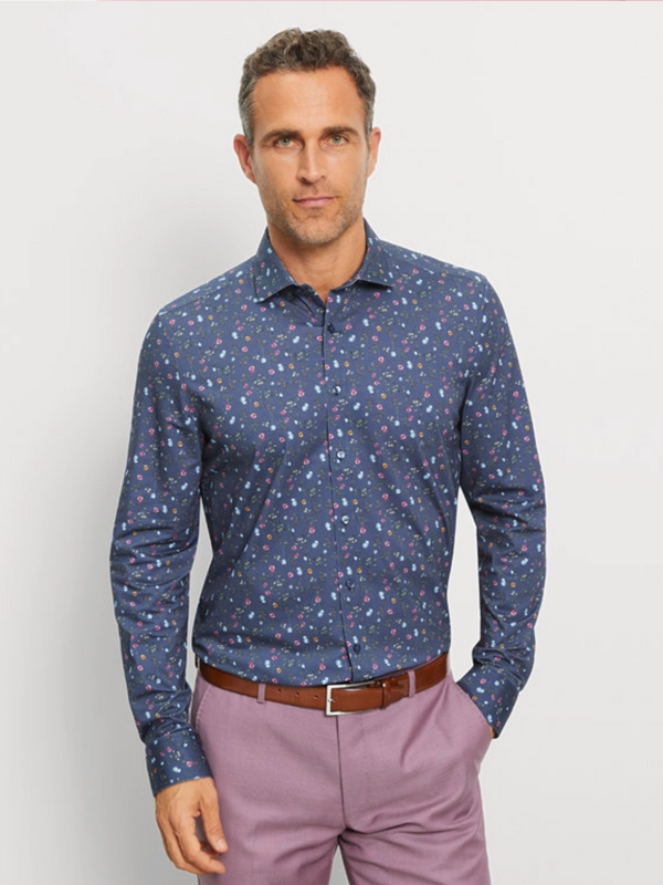 Olymp FLORAL NAVY Body Fit Shirt