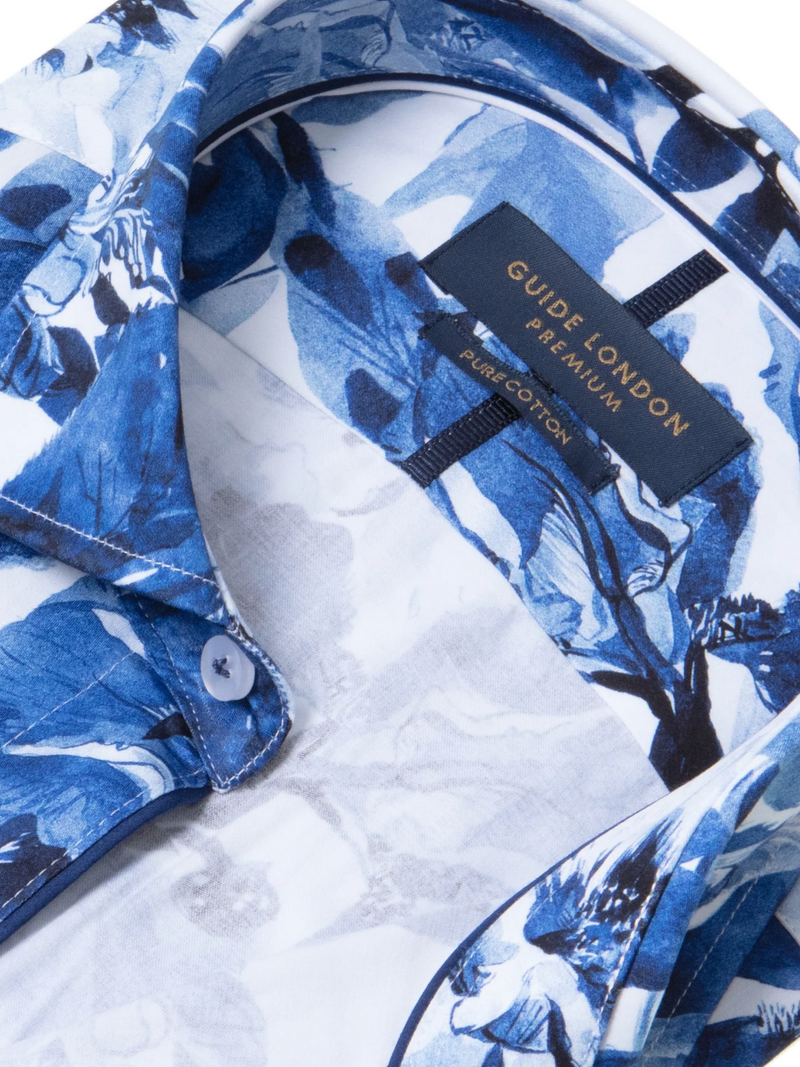 Guide london BLUE & White rose print Shirt