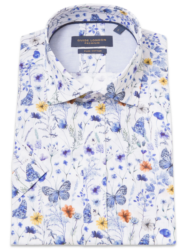 Guide london WHITE & BLUE SHORT SLEEVE Shirt