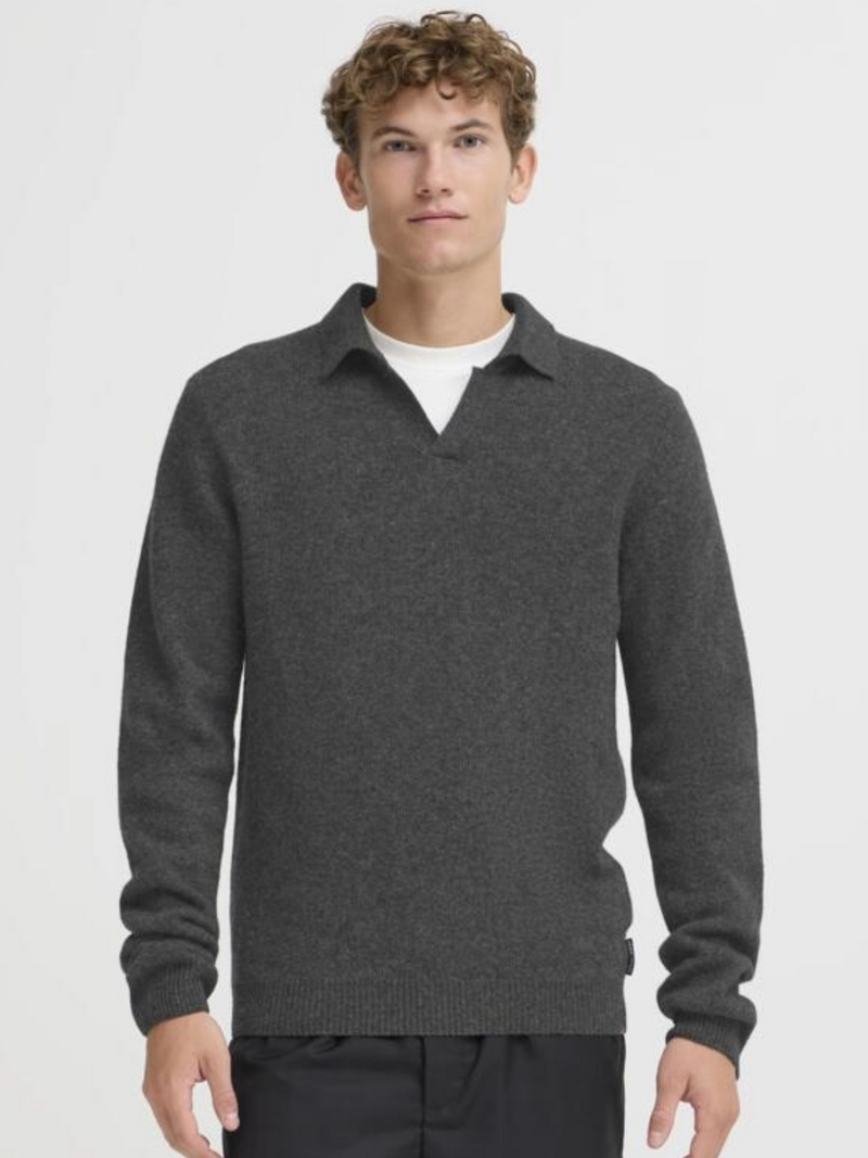 CASUAL FRIDAY DARK GREY LAMBSWOOL POLO