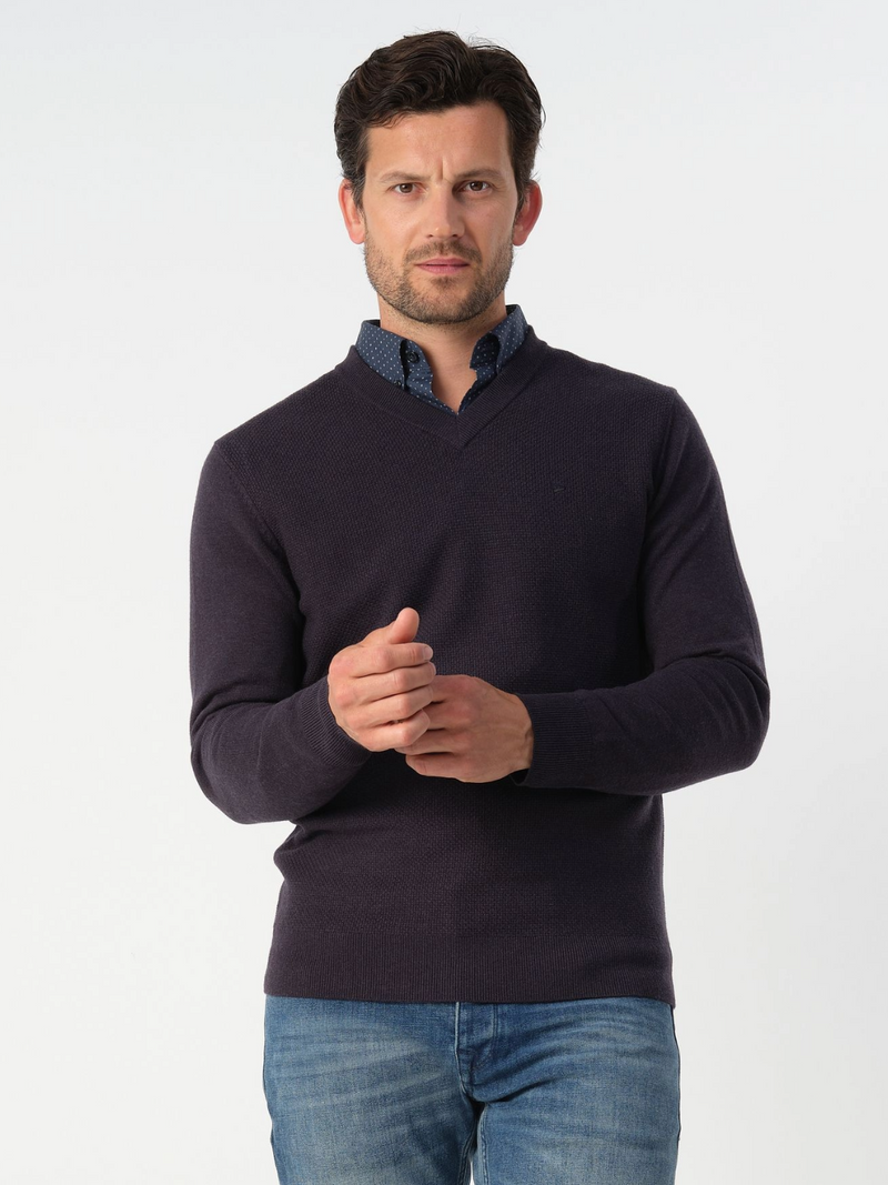 CAMPBELL NIGHT SKY MELANGE V-NECK SWEATER