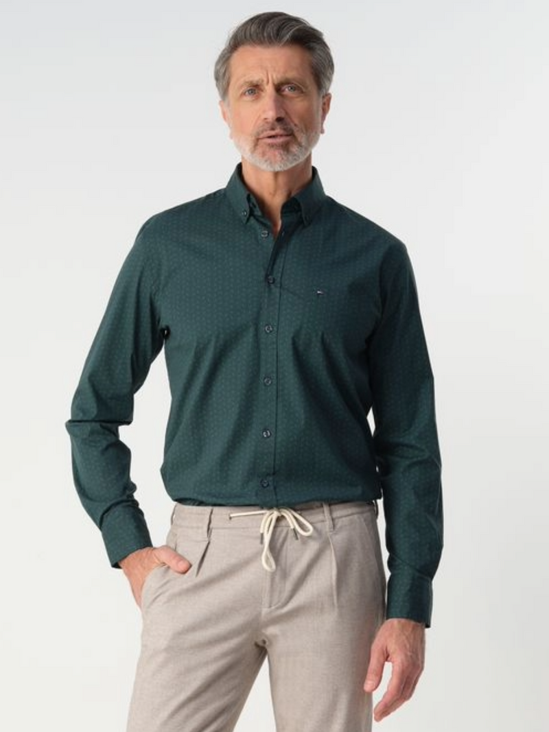 CAMPBELL DARK GREEN  PRINTED SHIRT