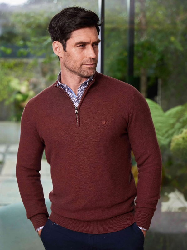 ANDRÉ RUSSET MERINO WOOL MIX 1/4 ZIP