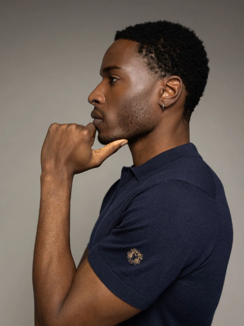 MOS MOSH NAVY SOFT KNIT POLO