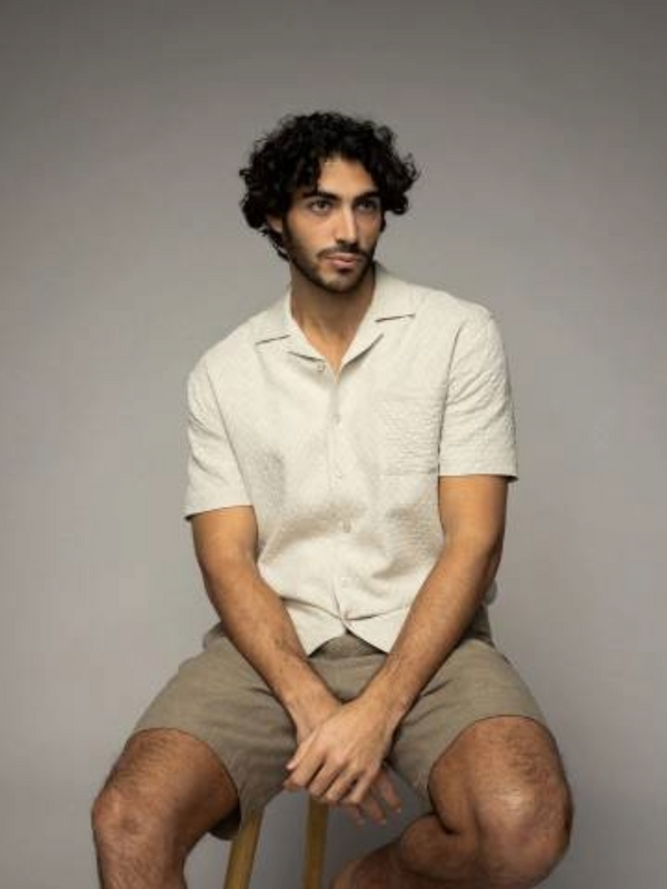 Mos Mosh Warm Beige Linen Cuban Shirt