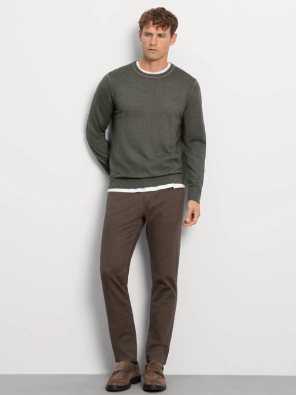 OLYMP DARK GREEN WOOL CREWNECK