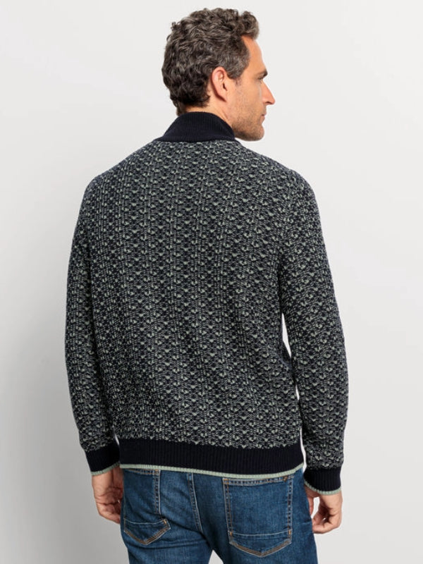 OLYMP DARK NAVY JACQUARD PRINT 1/4 ZIP