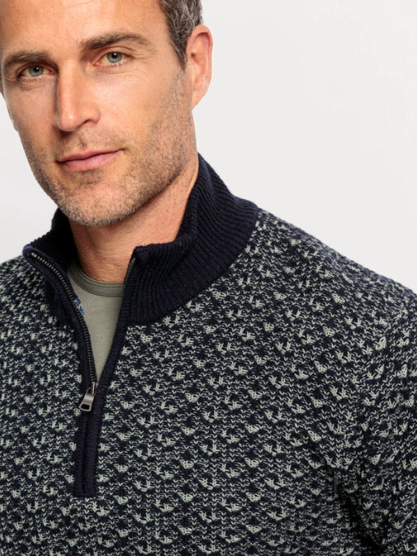 OLYMP DARK NAVY JACQUARD PRINT 1/4 ZIP