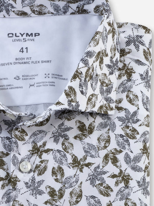 OLYMP OLIVE PRINT 24/Seven BODY FIT SHIRT