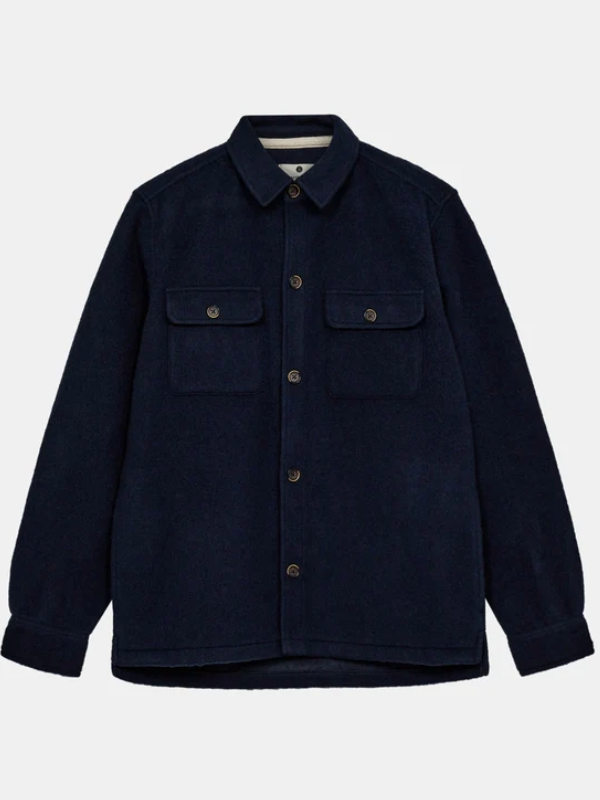 Anerkjent Dark Navy Boiled Wool Overshirt