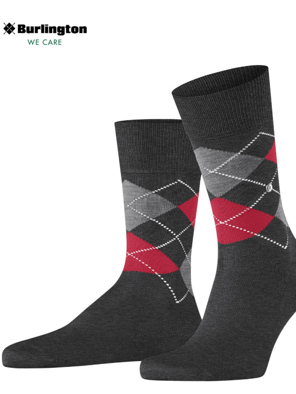 Burlington Dark Grey Argyle Socks