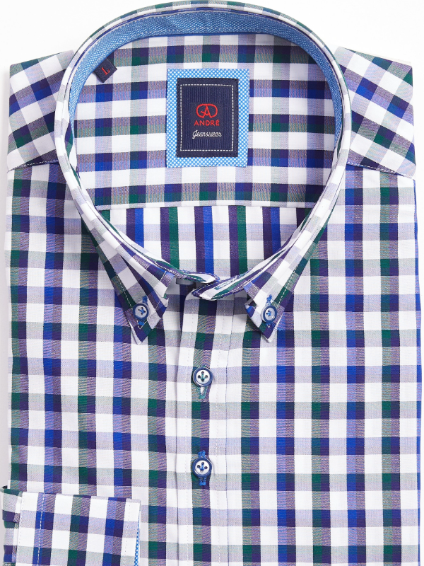 ANDRé JEANSWEAR FOREST &  Navy CHECK SHIRT