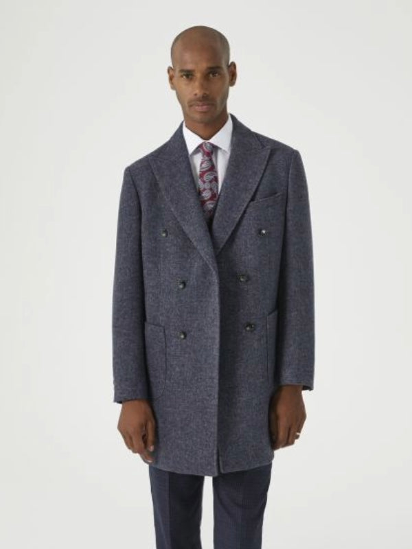 Skopes Dark Navy Herringbone Double Breasted Coat