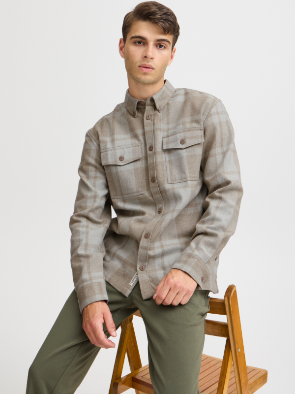 CASUAL FRIDAY taupe CHECK OVERSHIRT