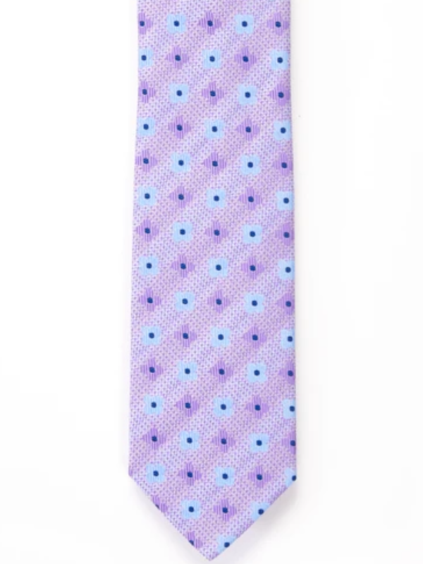 André Lilac & Blue Tie & Pocket Square