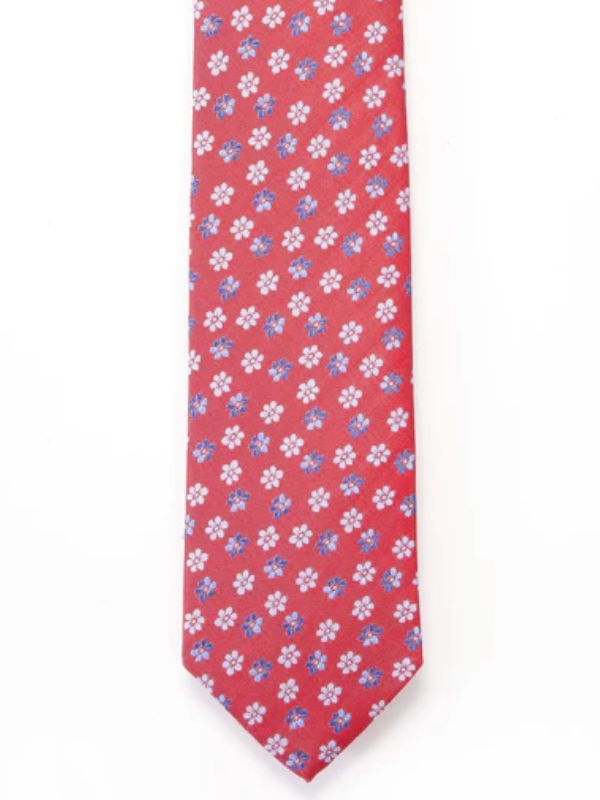 André Red & Blue Floral Tie & Pocket Square