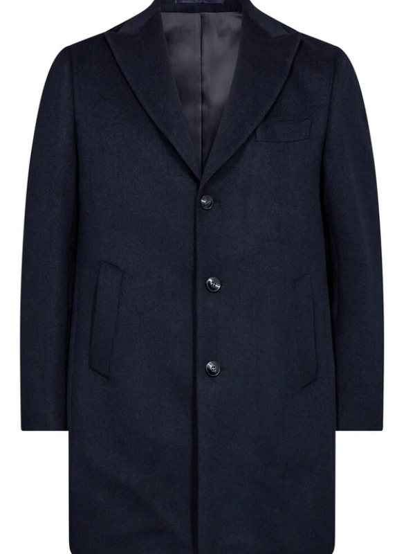 2BLIND2C NAVY WOOL & MOHAIR COAT