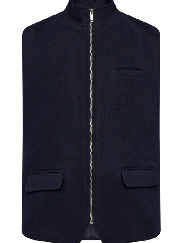 2BLIND2C NAVY FULL ZIP WOOL VEST