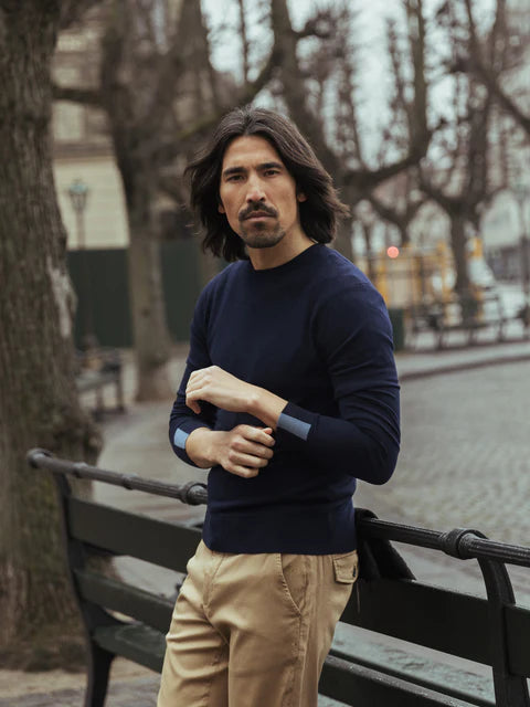 MOS MOSH NAVY SOFT KNIT CREWNECK
