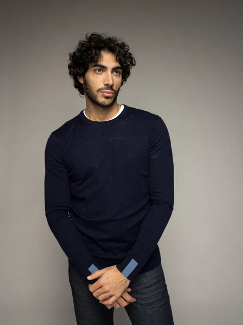 MOS MOSH NAVY SOFT KNIT CREWNECK