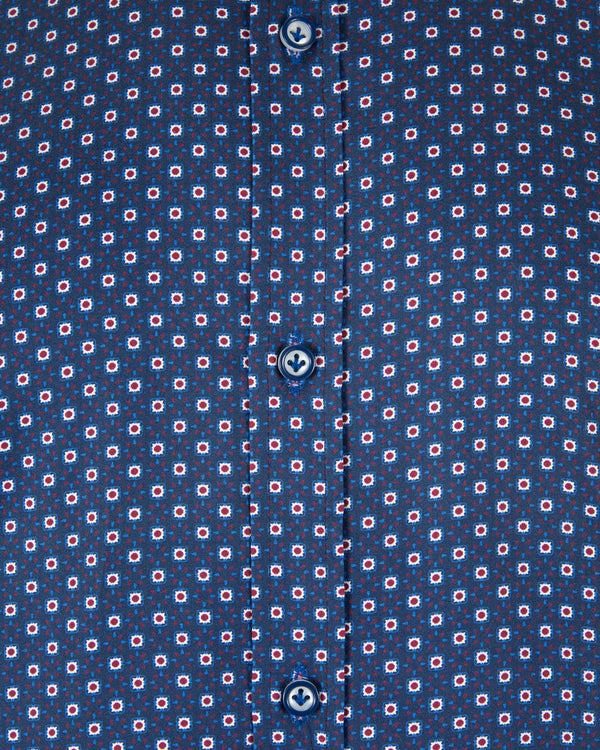 ANDRé JEANSWEAR NAVY & BURGUNDY PRINT SHIRT