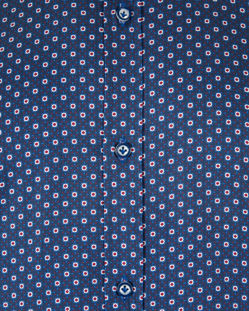 ANDRé JEANSWEAR NAVY & BURGUNDY PRINT SHIRT