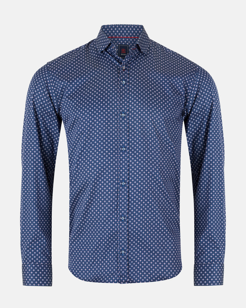 ANDRé JEANSWEAR NAVY & BURGUNDY PRINT SHIRT