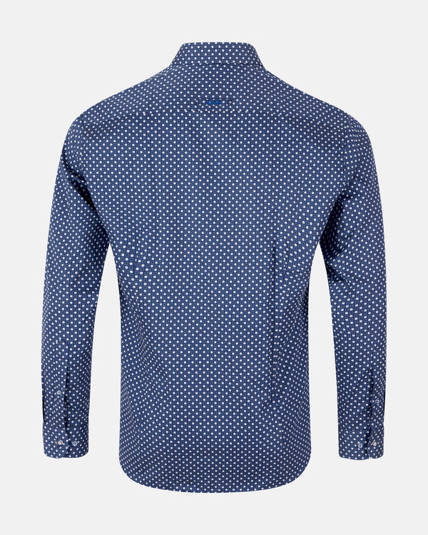 ANDRé JEANSWEAR NAVY & TAN PRINT SHIRT