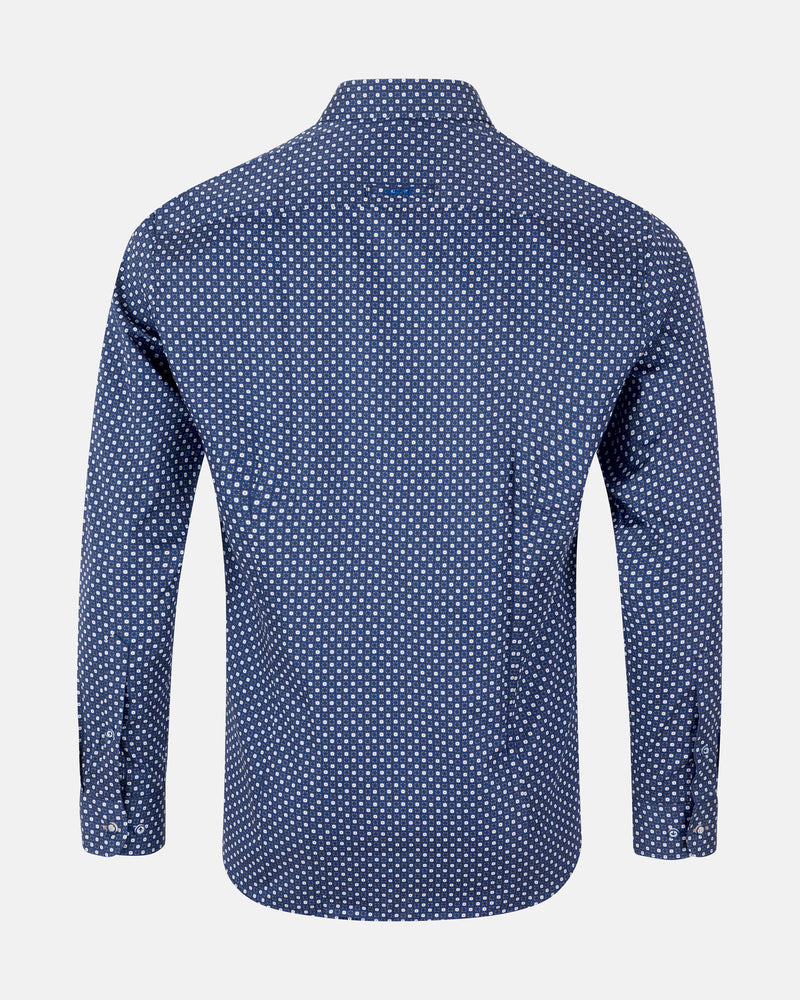 ANDRé JEANSWEAR NAVY & TAN PRINT SHIRT