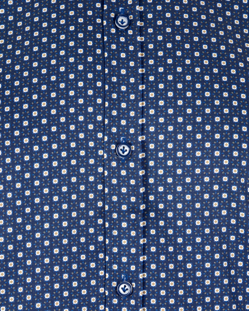 ANDRé JEANSWEAR NAVY & TAN PRINT SHIRT