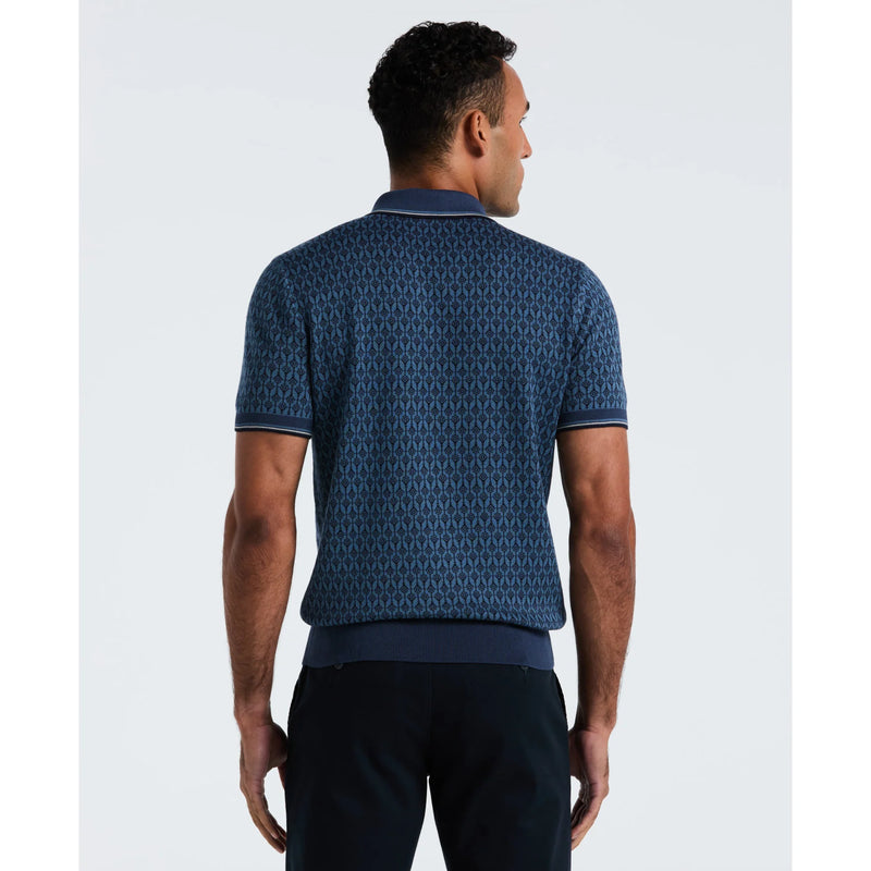 ORIGINAL PENGUIN GEOMETRIC JACQUARD 1/4 ZIP SWEATER POLO