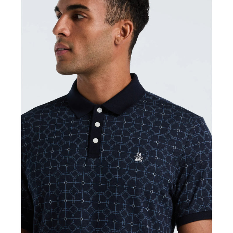 ORIGINAL PENGUIN NAVY GEOMETRIC PRINT POLO