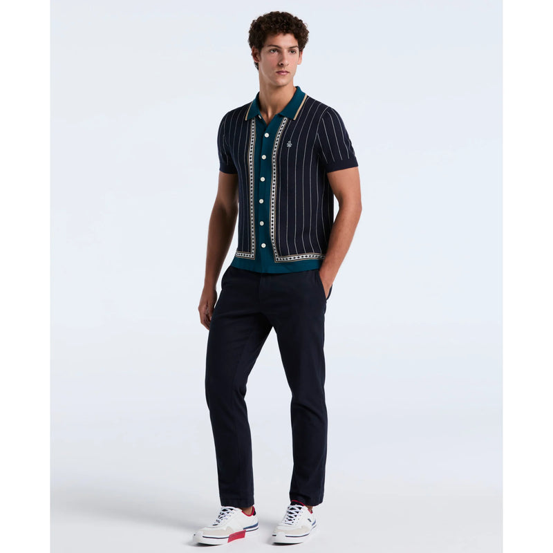 ORIGINAL PENGUIN STRIPED BUTTON FRONT SWEATER