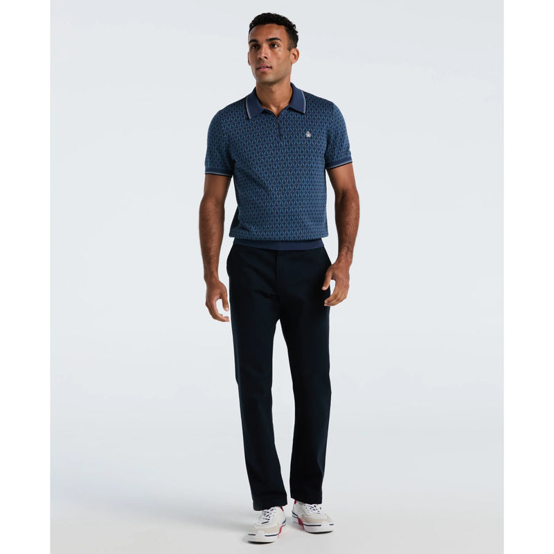 ORIGINAL PENGUIN GEOMETRIC JACQUARD 1/4 ZIP SWEATER POLO