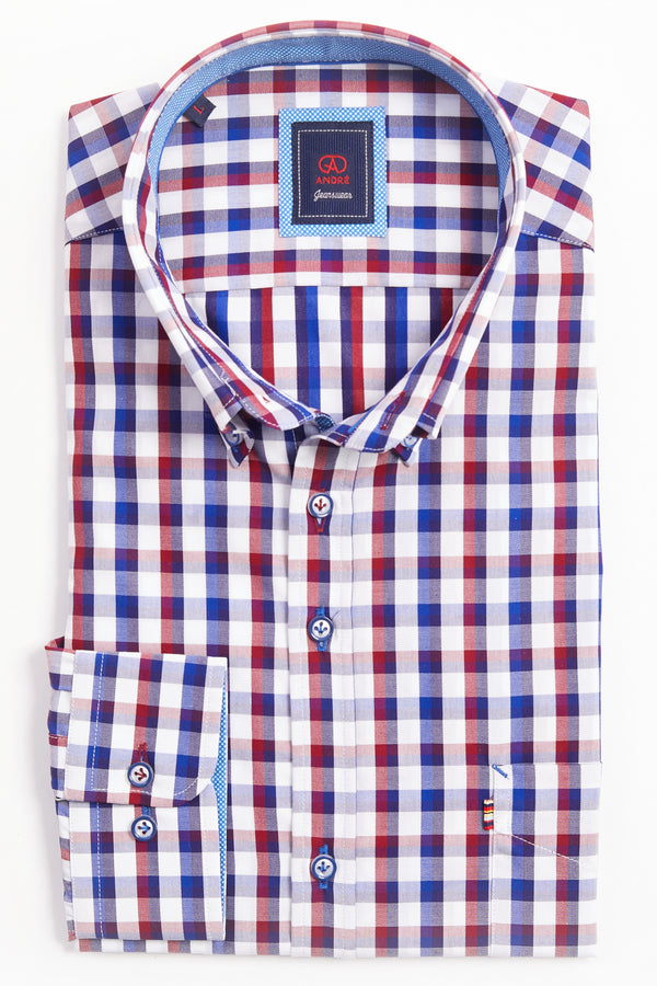 ANDRé JEANSWEAR BURG & Navy CHECK SHIRT